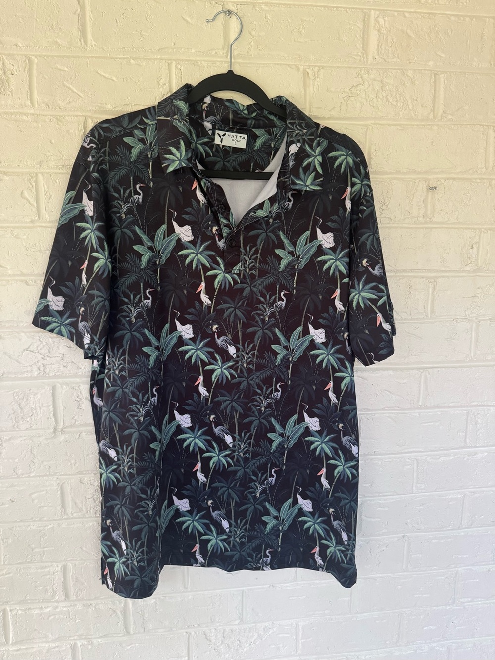 Yatta golf Black Tropical Print Men's Polo Shirt